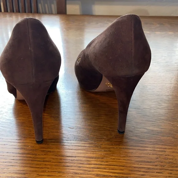 Prada SALE EUC brown suede platform heels, size 37
